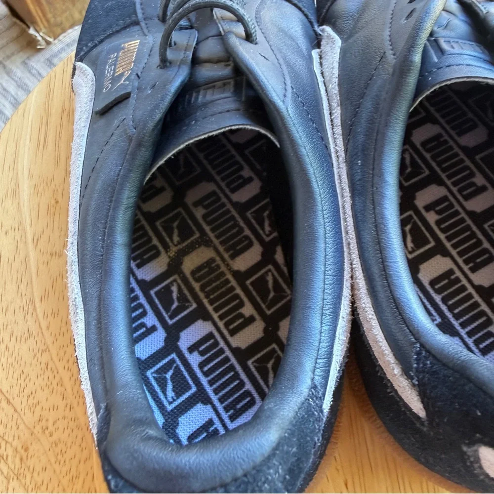 Puma Palermo Black &‎ White Leather Sneakers with Gum Sole